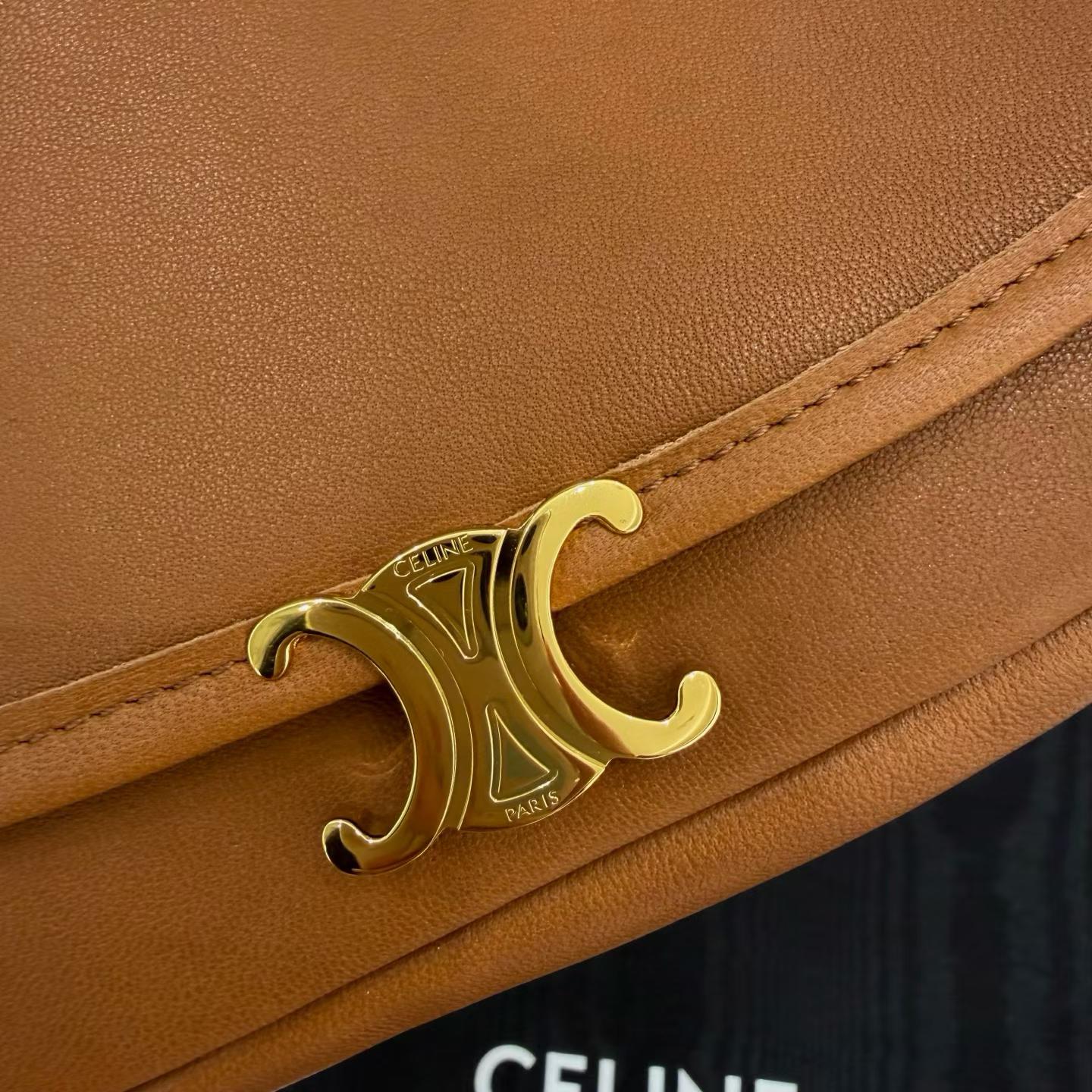 Celine Little Halfmoon Soft Triomphe In Supple Shiny Lambskin view 3