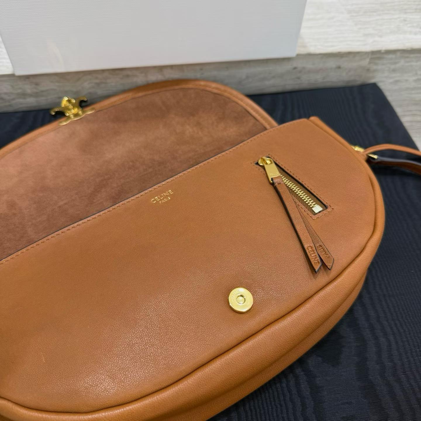 Celine Little Halfmoon Soft Triomphe In Supple Shiny Lambskin view 5