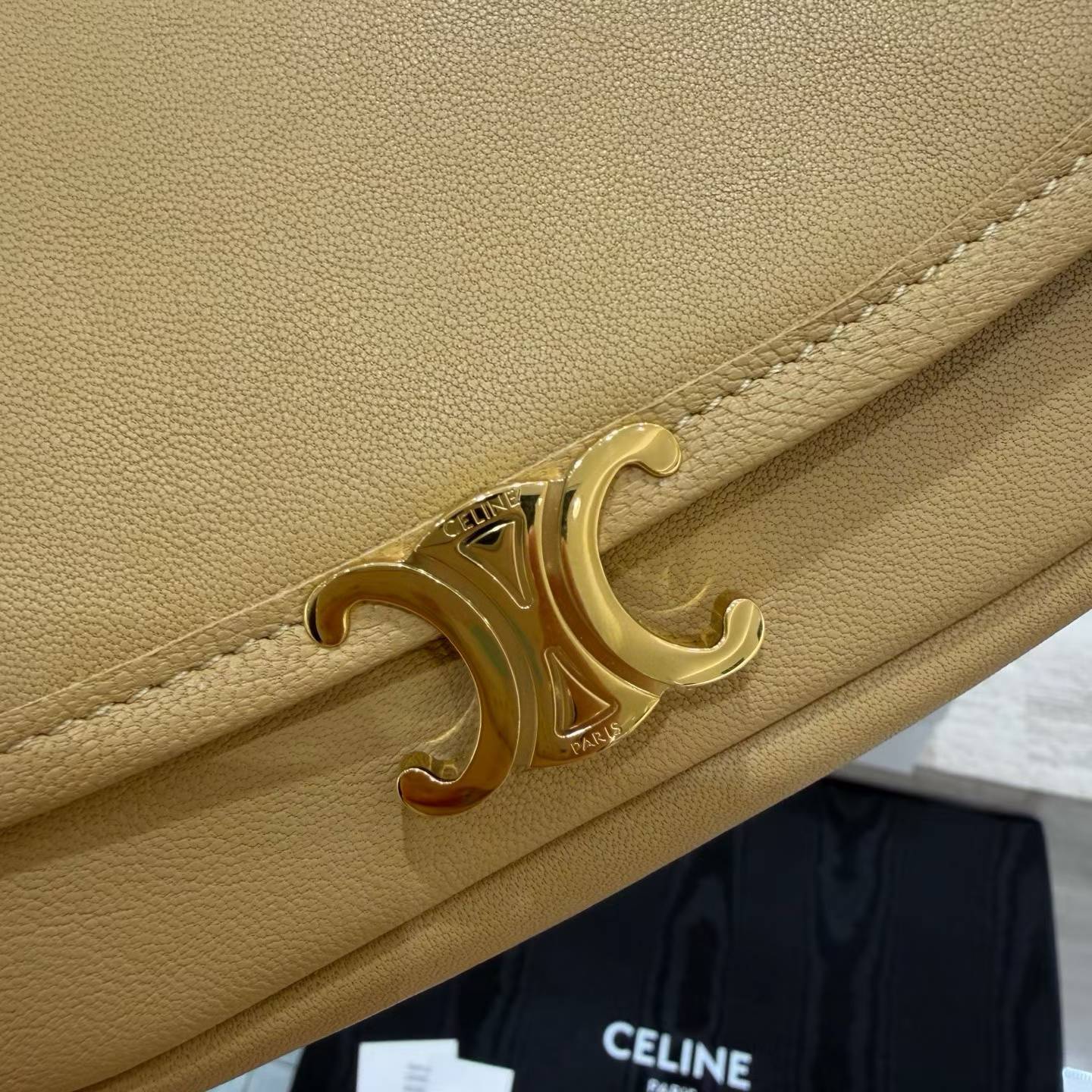 Celine Little Halfmoon Soft Triomphe In Supple Shiny Lambskin view 5