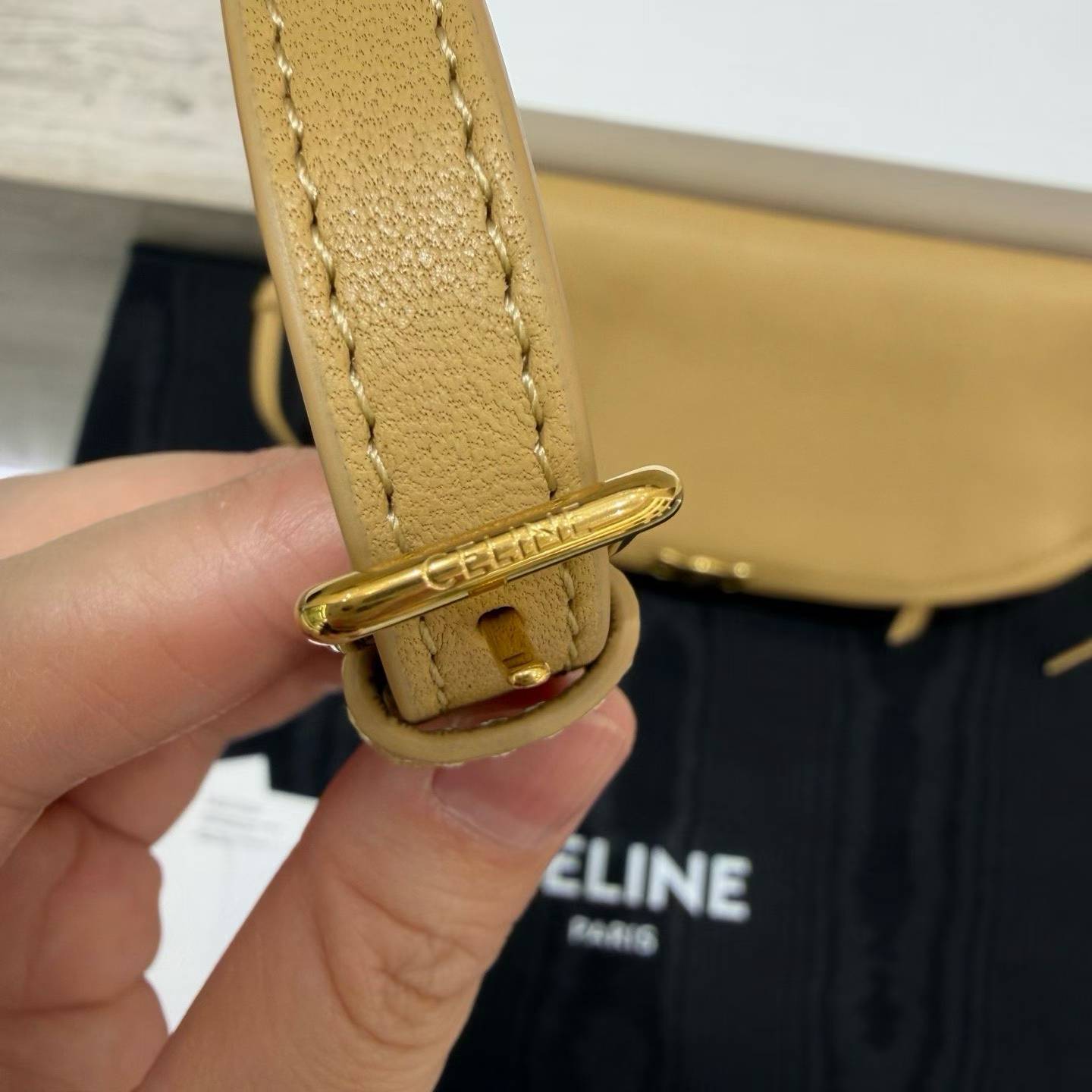 Celine Little Halfmoon Soft Triomphe In Supple Shiny Lambskin view 7