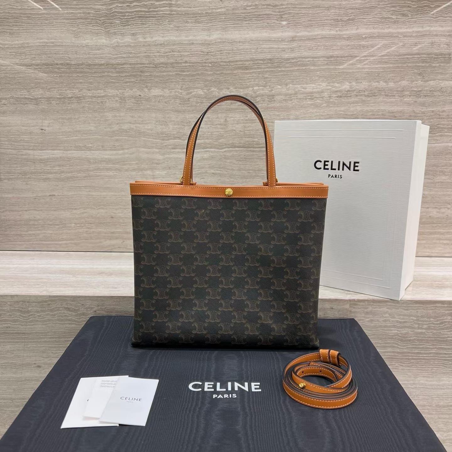 Celine FLAT SHOPPER IN Triomphe Canvas view 2