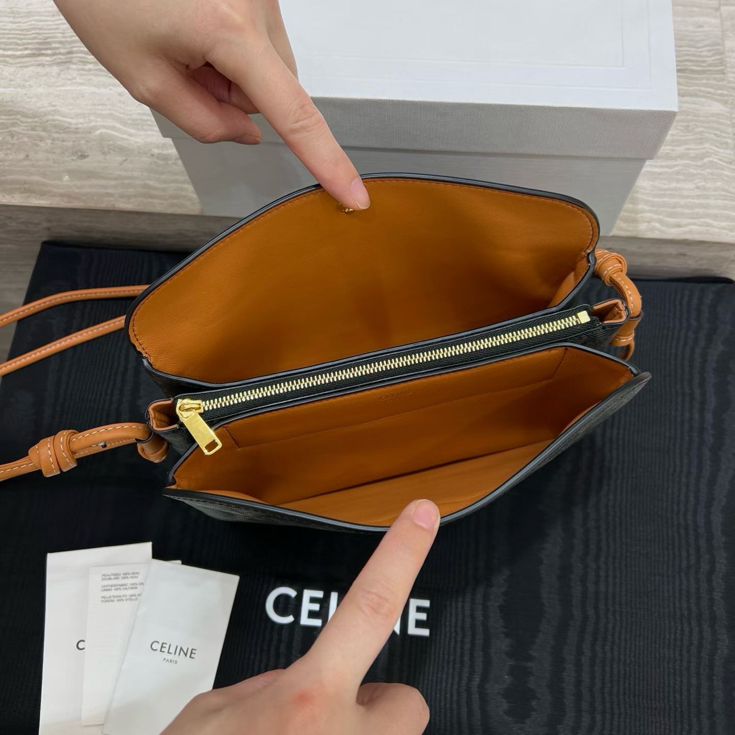 Celine Trio Flap In Triomphe Canvas And Lambskin view 4