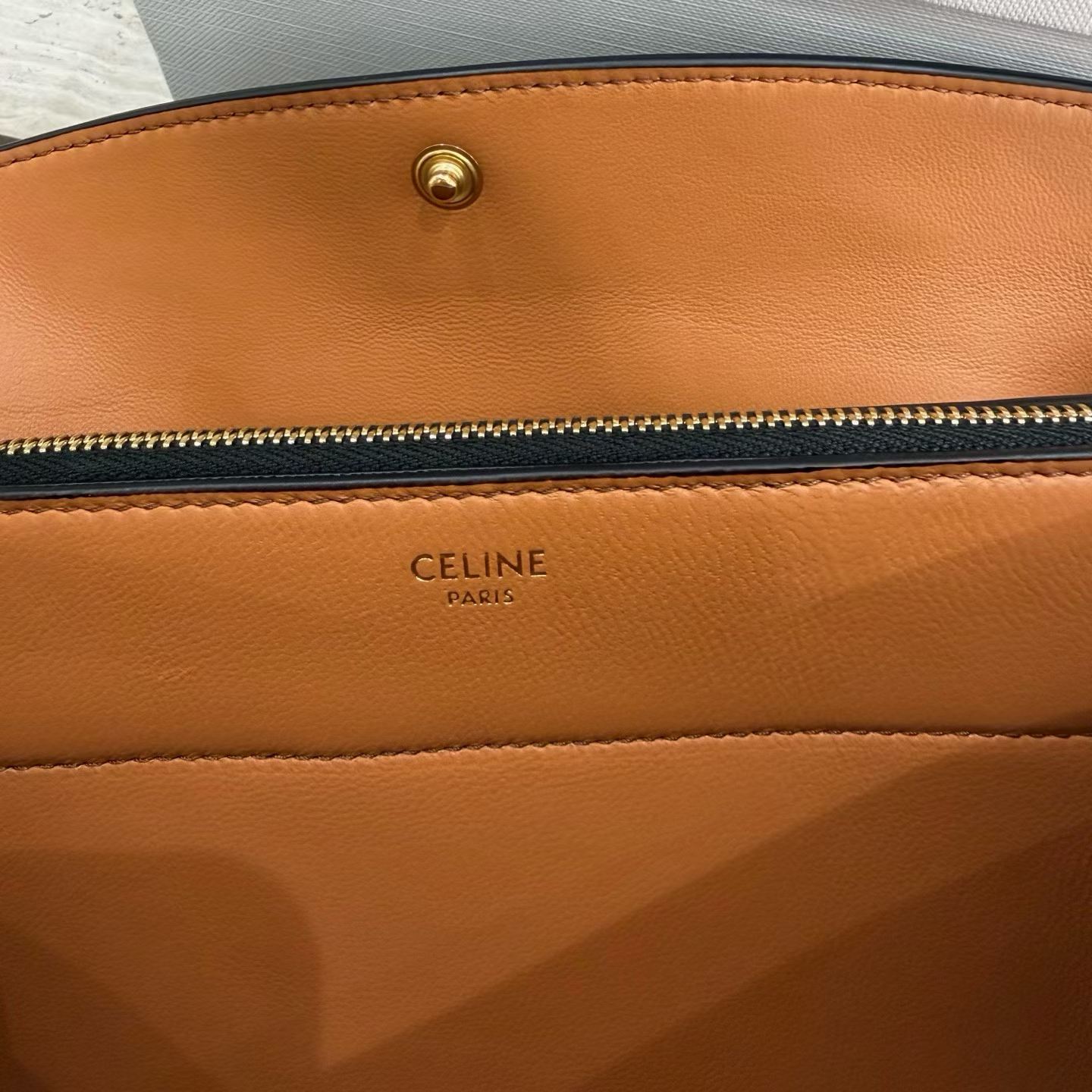 Celine Trio Flap In Triomphe Canvas And Lambskin view 6