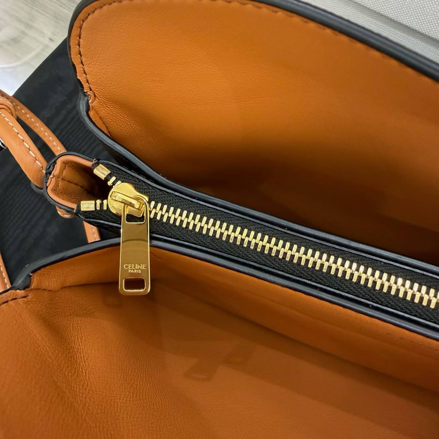 Celine Trio Flap In Triomphe Canvas And Lambskin view 7