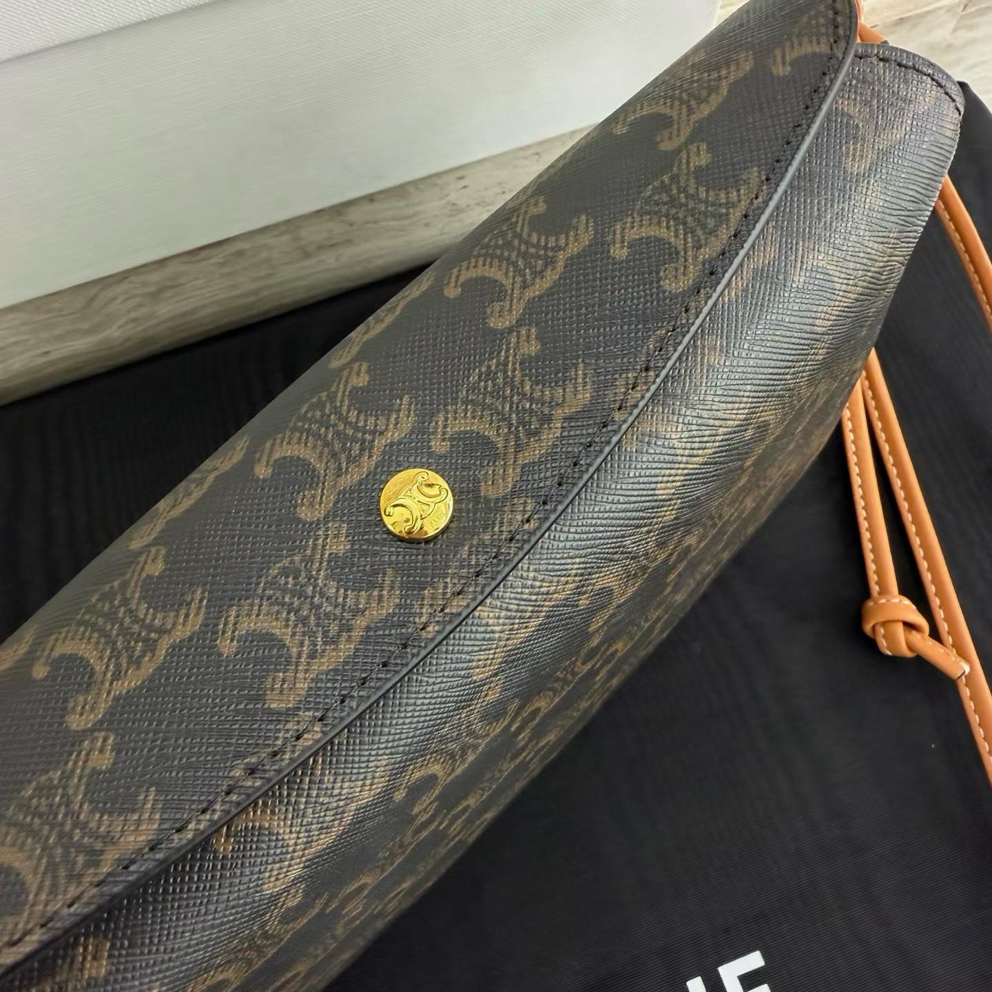Celine Trio Flap In Triomphe Canvas And Lambskin view 8