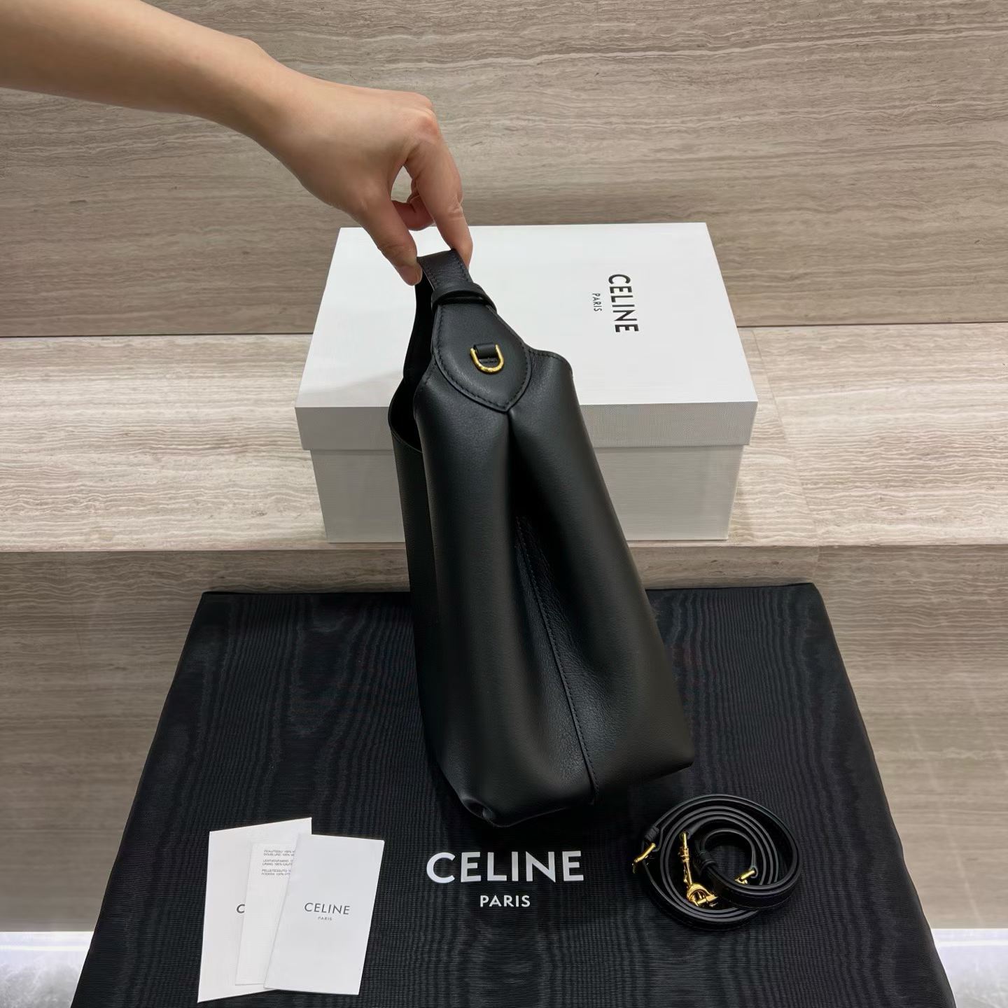 Celine Small Hobo In Supple Smooth Calfskin view 3