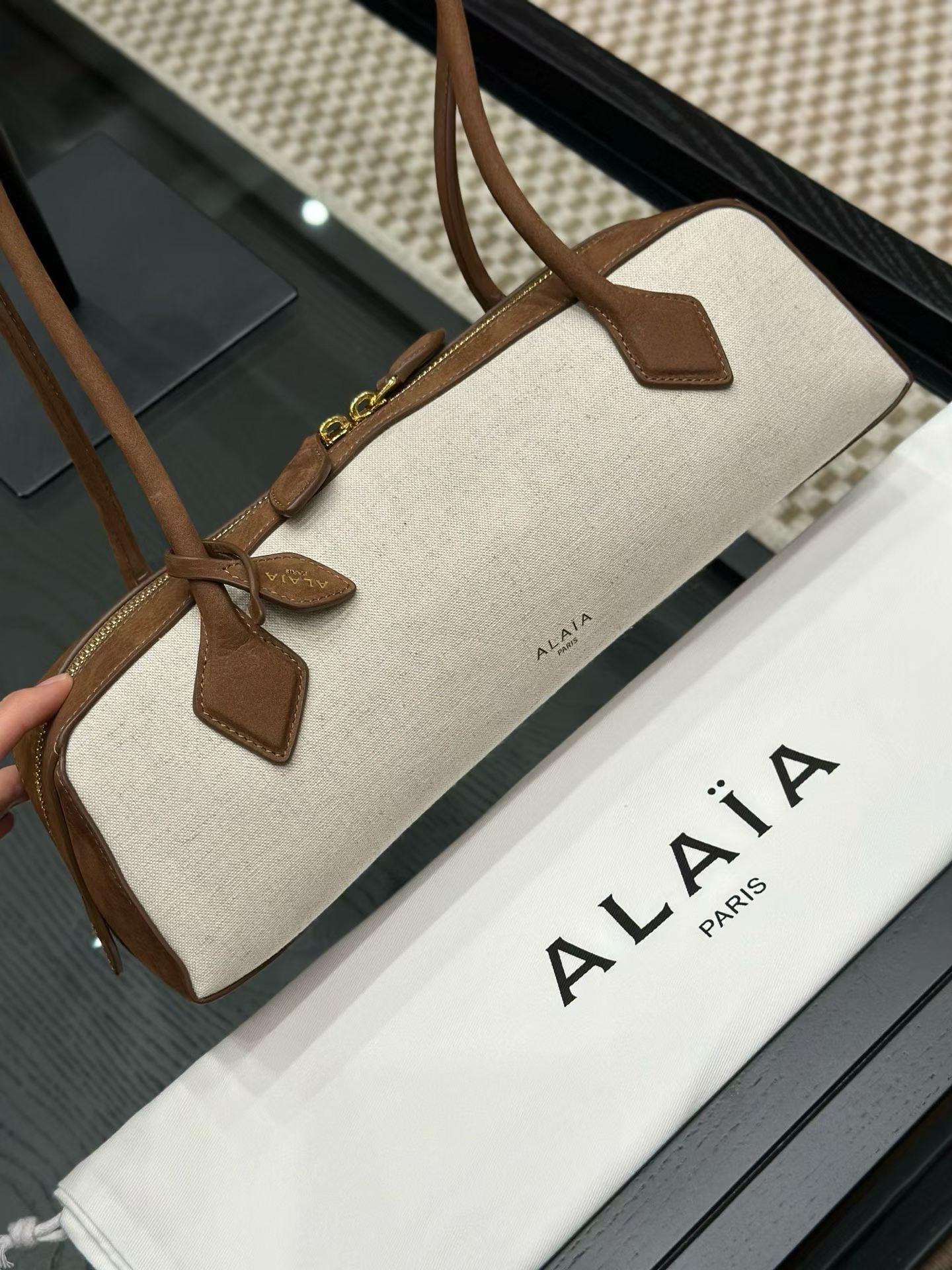 Alaïa Le Teckel Medium Bag In Canvas view 2