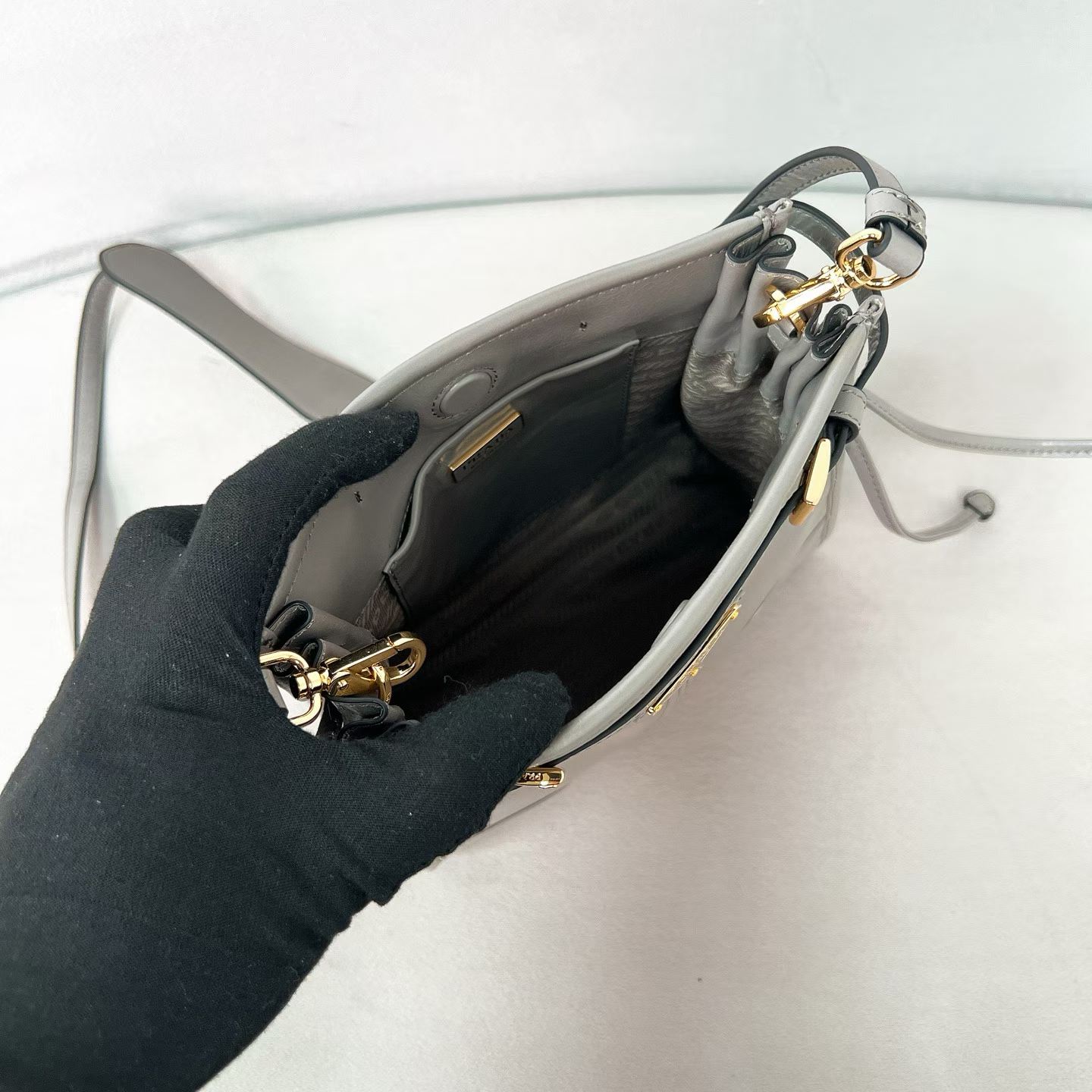 Prada Bonnie leather mini shoulder bag view 15