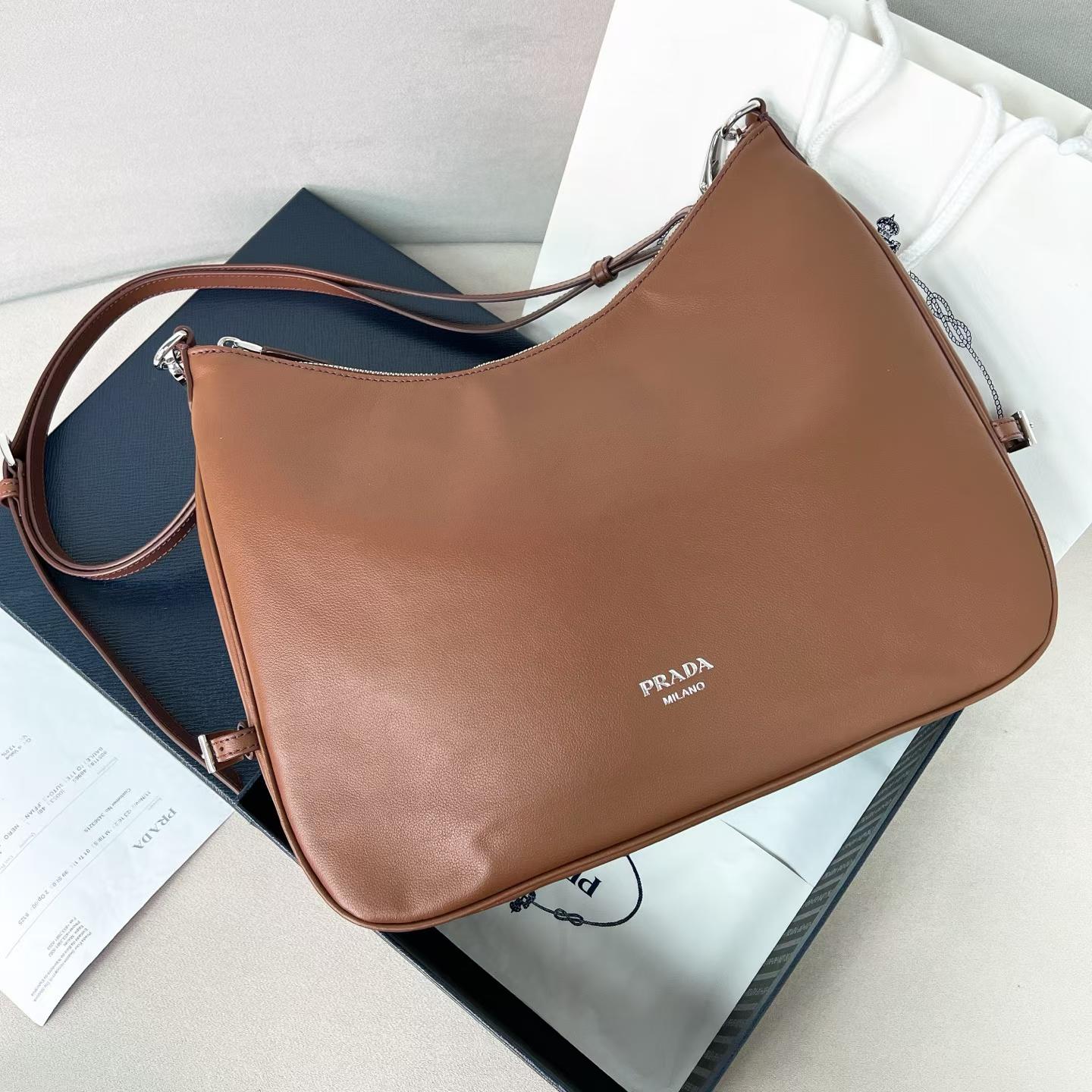 Prada Fold large leather shoulder bag view 1
