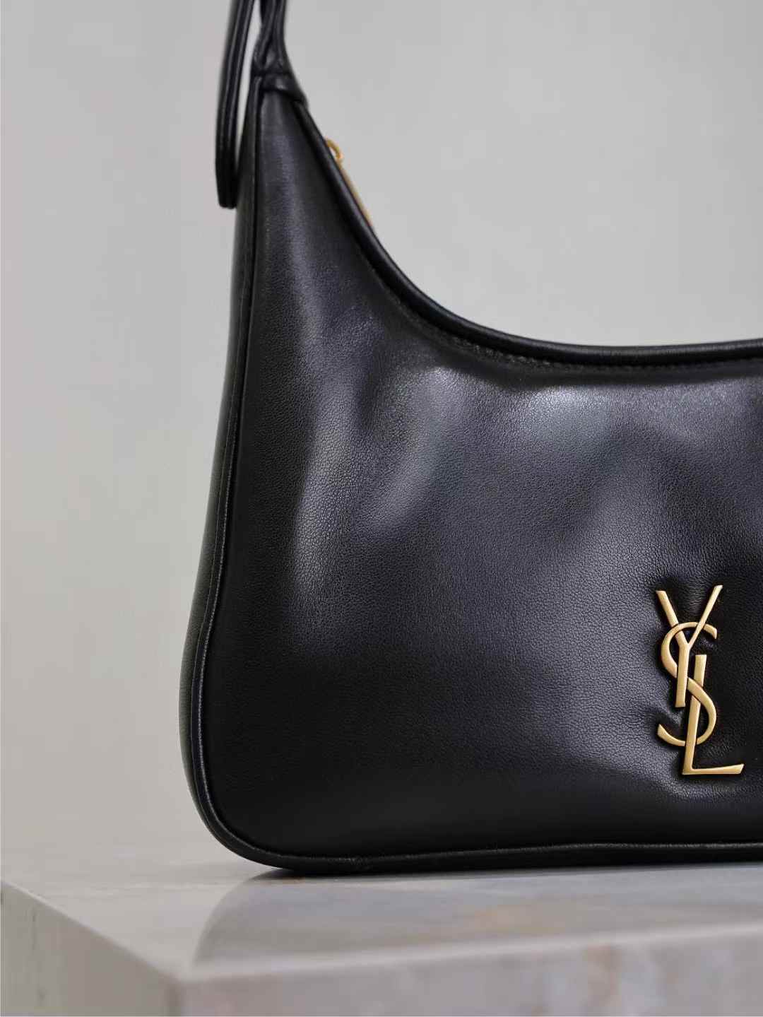 Saint Laurent calypso mini hobo in plunged lambskin view 2