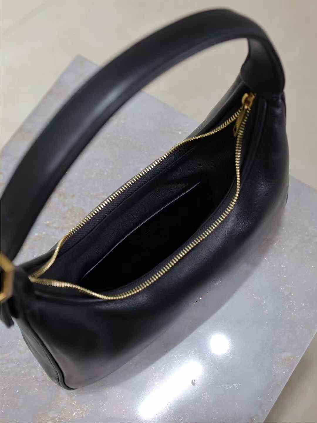 Saint Laurent calypso mini hobo in plunged lambskin view 6