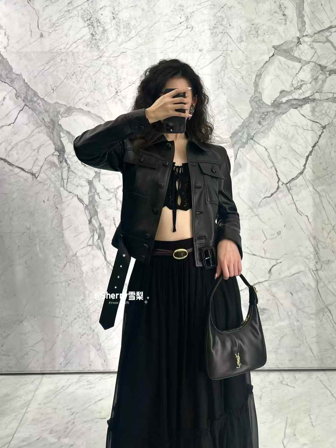 Saint Laurent calypso mini hobo in plunged lambskin view 9