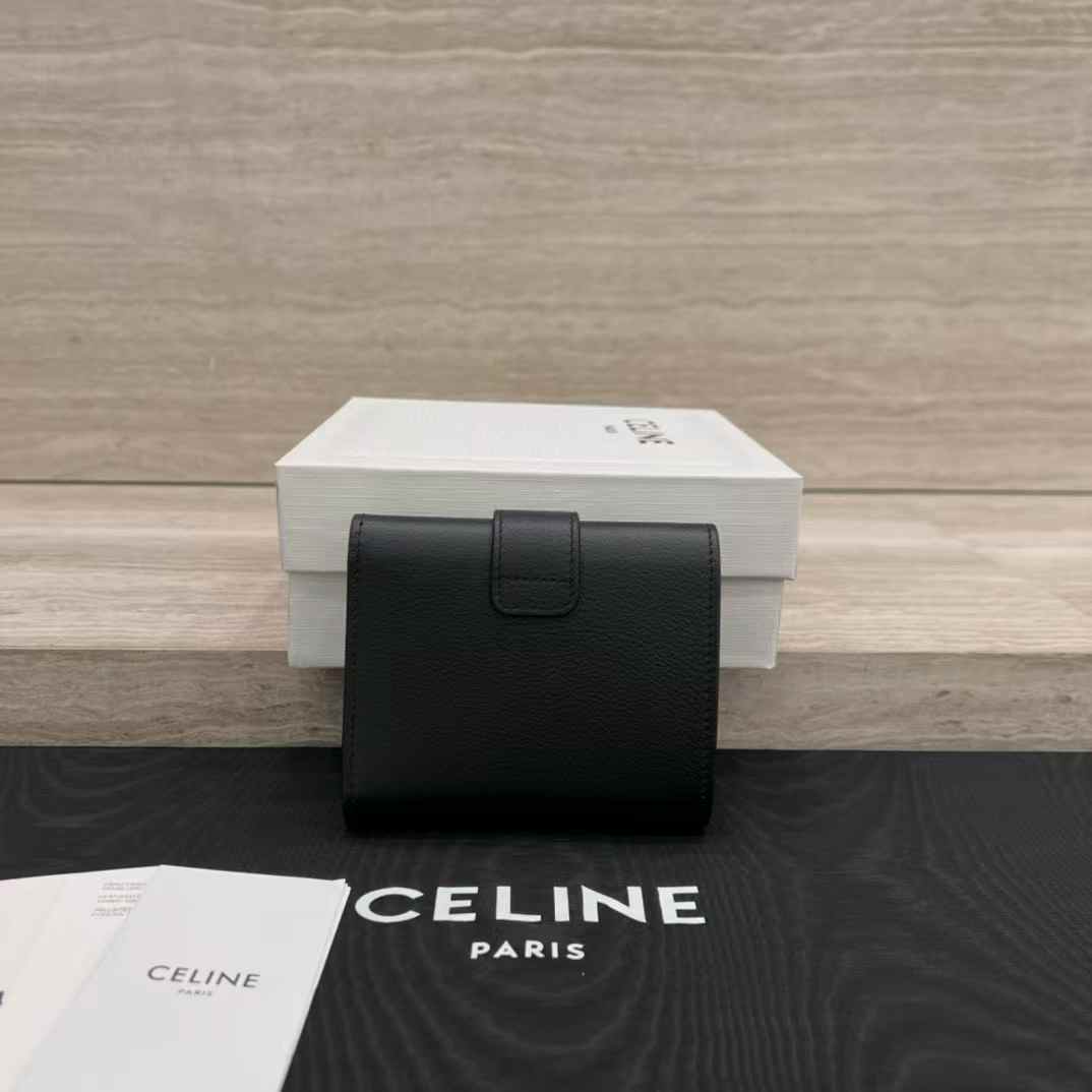 Celine Accordeon Card Holder In Supple Grained Calfskin view 2