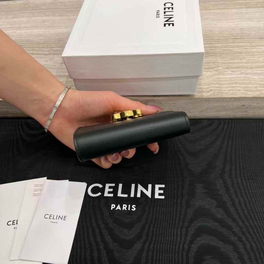 Celine Accordeon Card Holder In Supple Grained Calfskin view 4