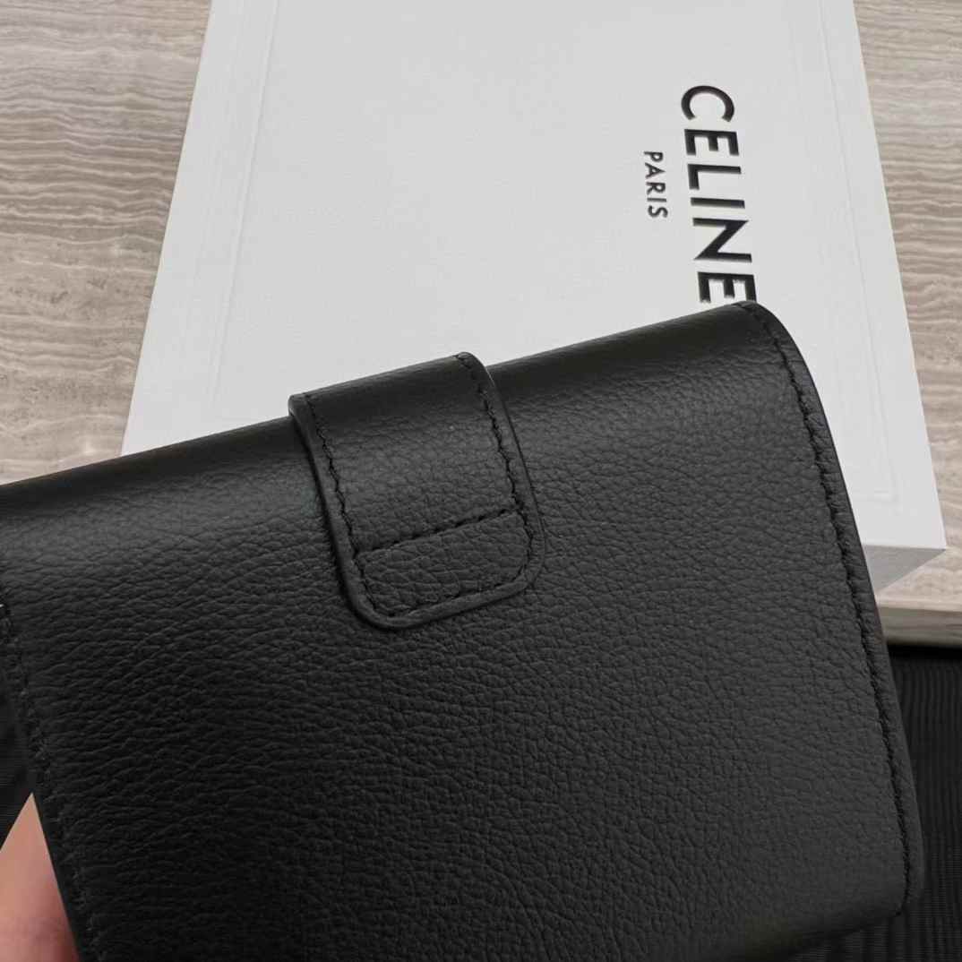Celine Accordeon Card Holder In Supple Grained Calfskin view 9