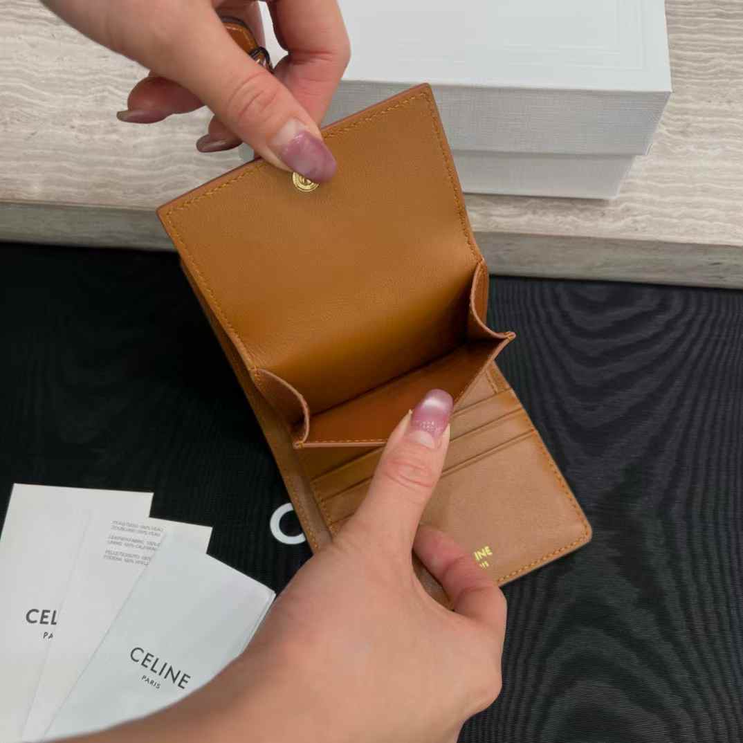 Celine Accordeon Card Holder In Supple Grained Calfskin view 6