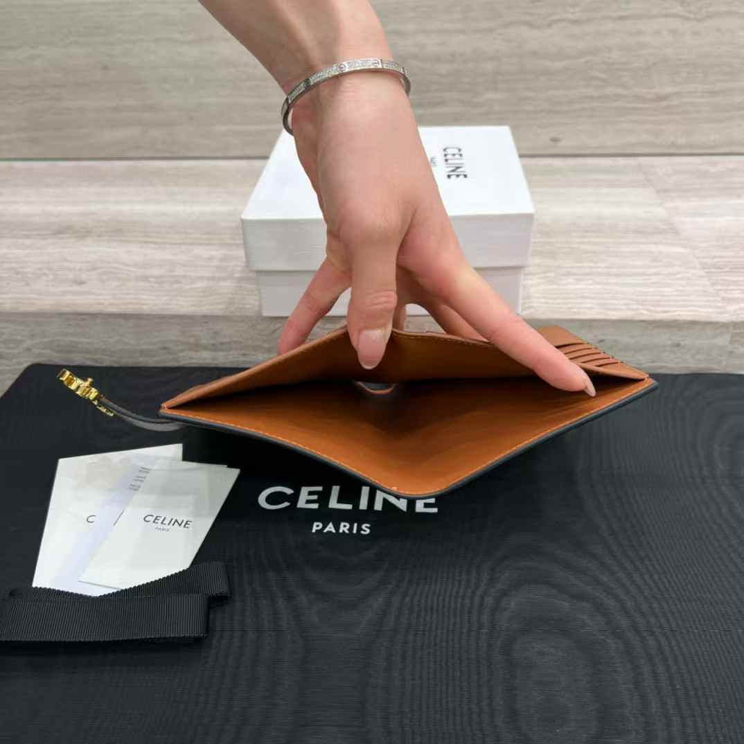 Celine Accordeon Card Holder In Supple Grained Calfskin view 6