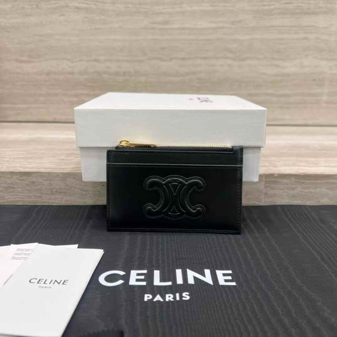 Celine Card Holder Cuir Triomphe In Shiny Calfskin view 1