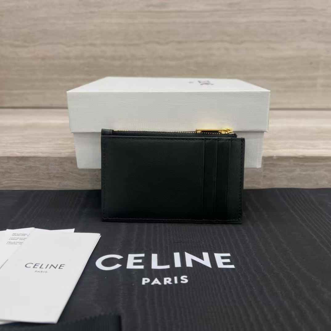 Celine Card Holder Cuir Triomphe In Shiny Calfskin view 2