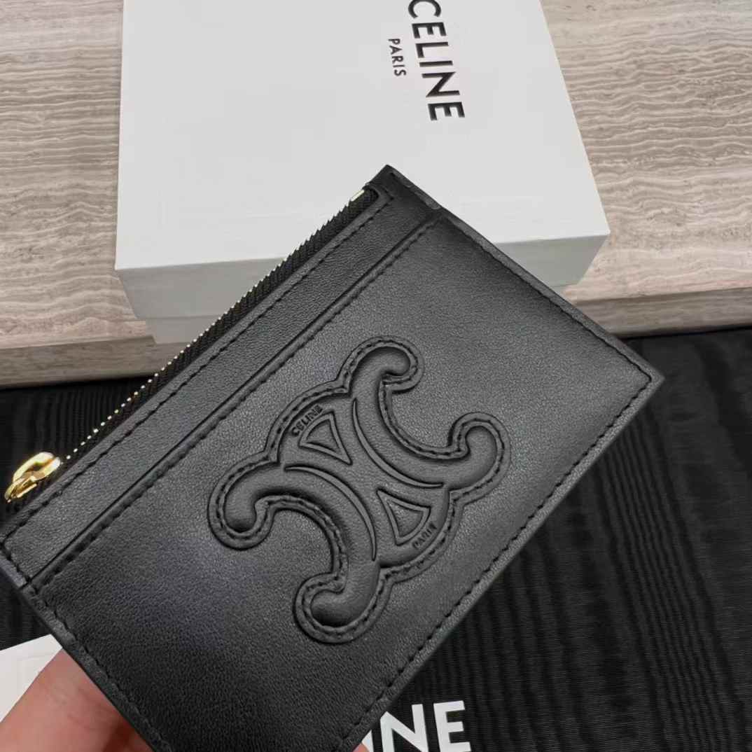 Celine Card Holder Cuir Triomphe In Shiny Calfskin view 8