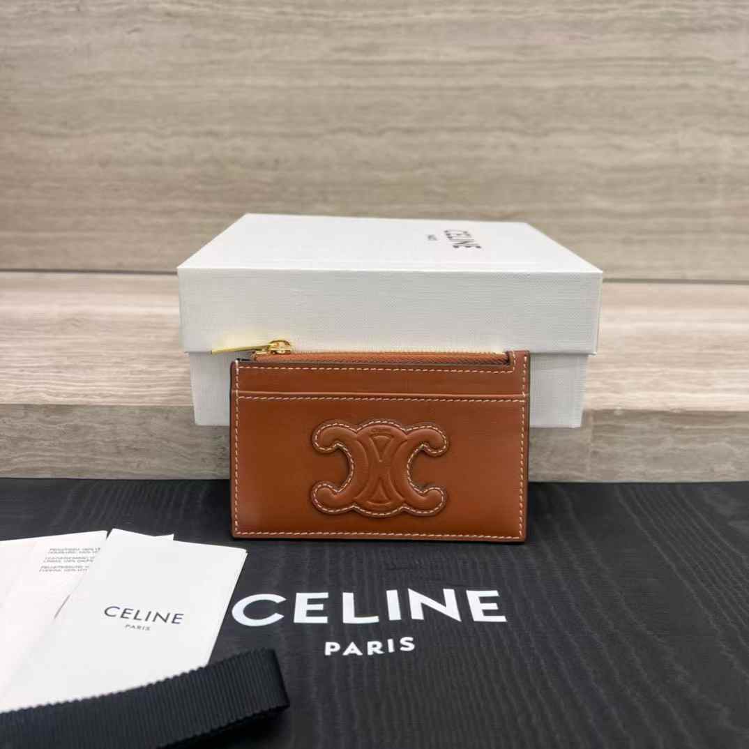 Celine Card Holder Cuir Triomphe In Shiny Calfskin view 1