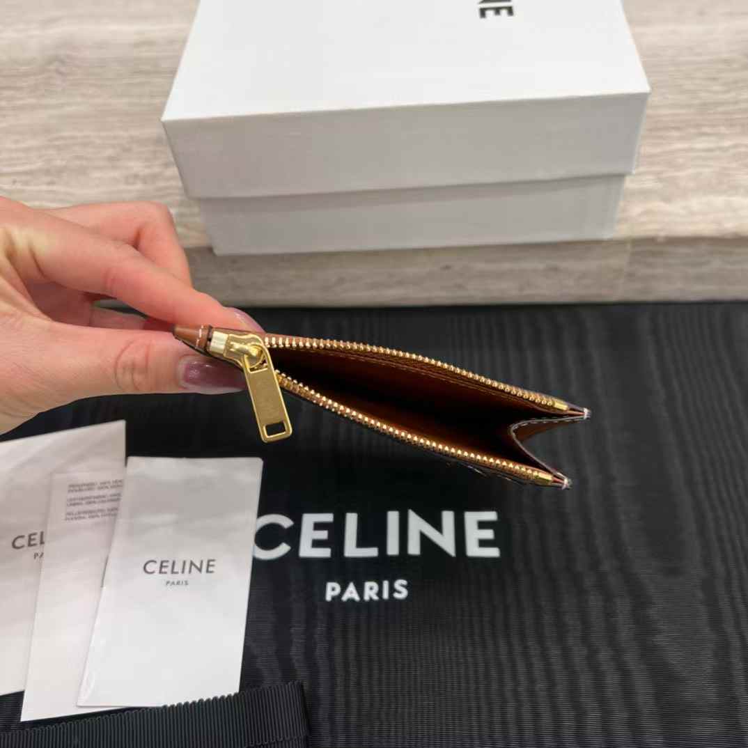 Celine Card Holder Cuir Triomphe In Shiny Calfskin view 3