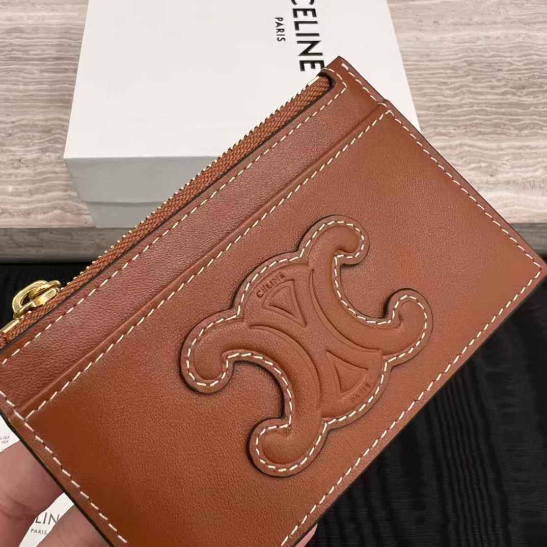 Celine Card Holder Cuir Triomphe In Shiny Calfskin view 7