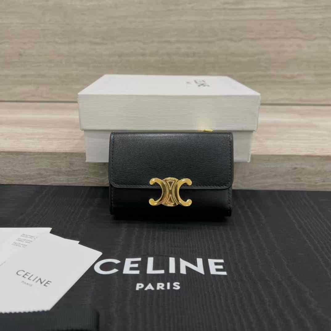Celine COMPACT WALLET WITH COIN TRIOMPHE in Shiny calfskin view 1