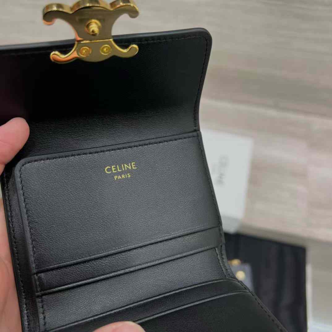 Celine COMPACT WALLET WITH COIN TRIOMPHE in Shiny calfskin view 5