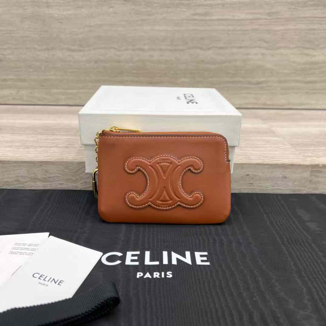 Celine Coin And Card Pouch Cuir Triomphe In Smooth Calfskin view 1