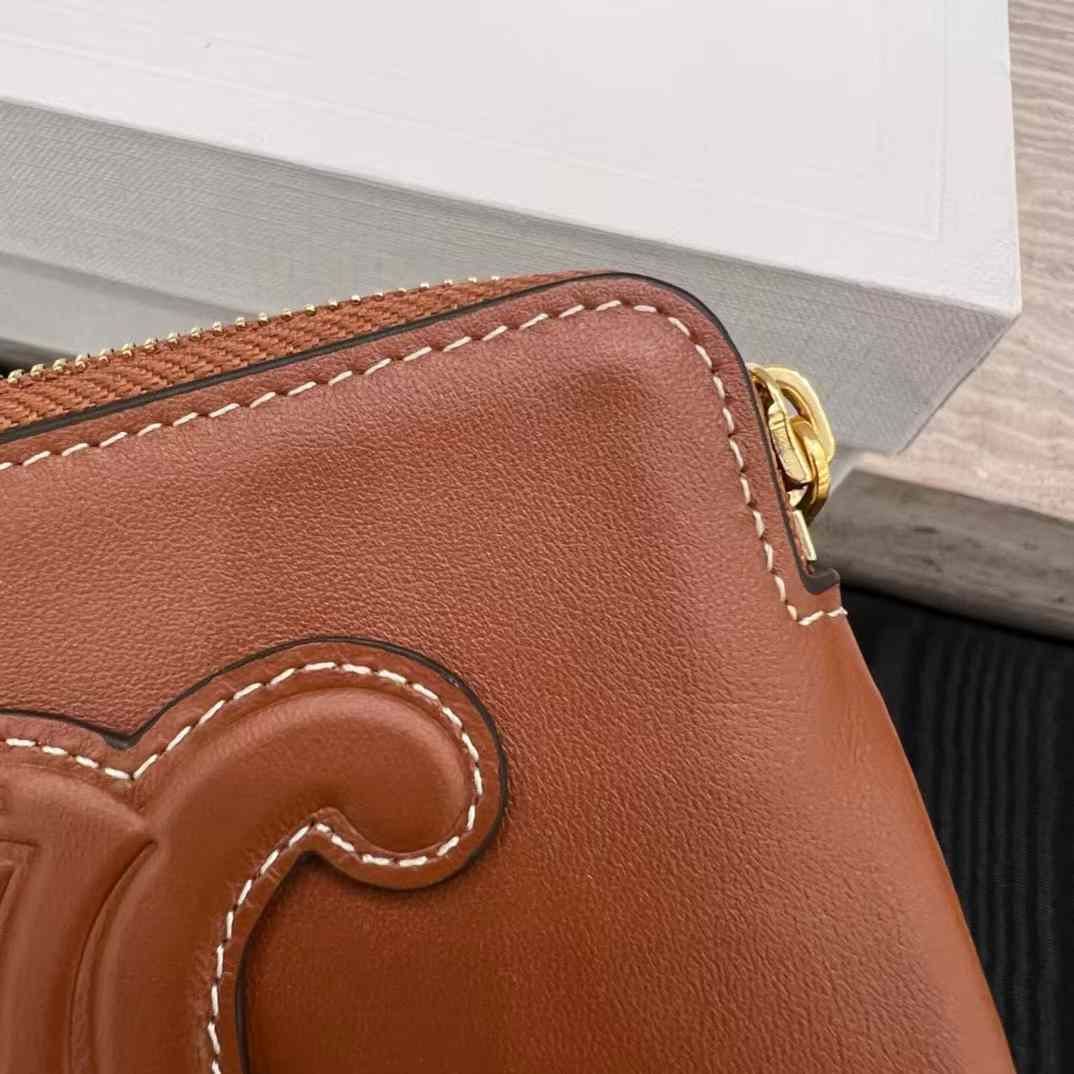 Celine Coin And Card Pouch Cuir Triomphe In Smooth Calfskin view 8