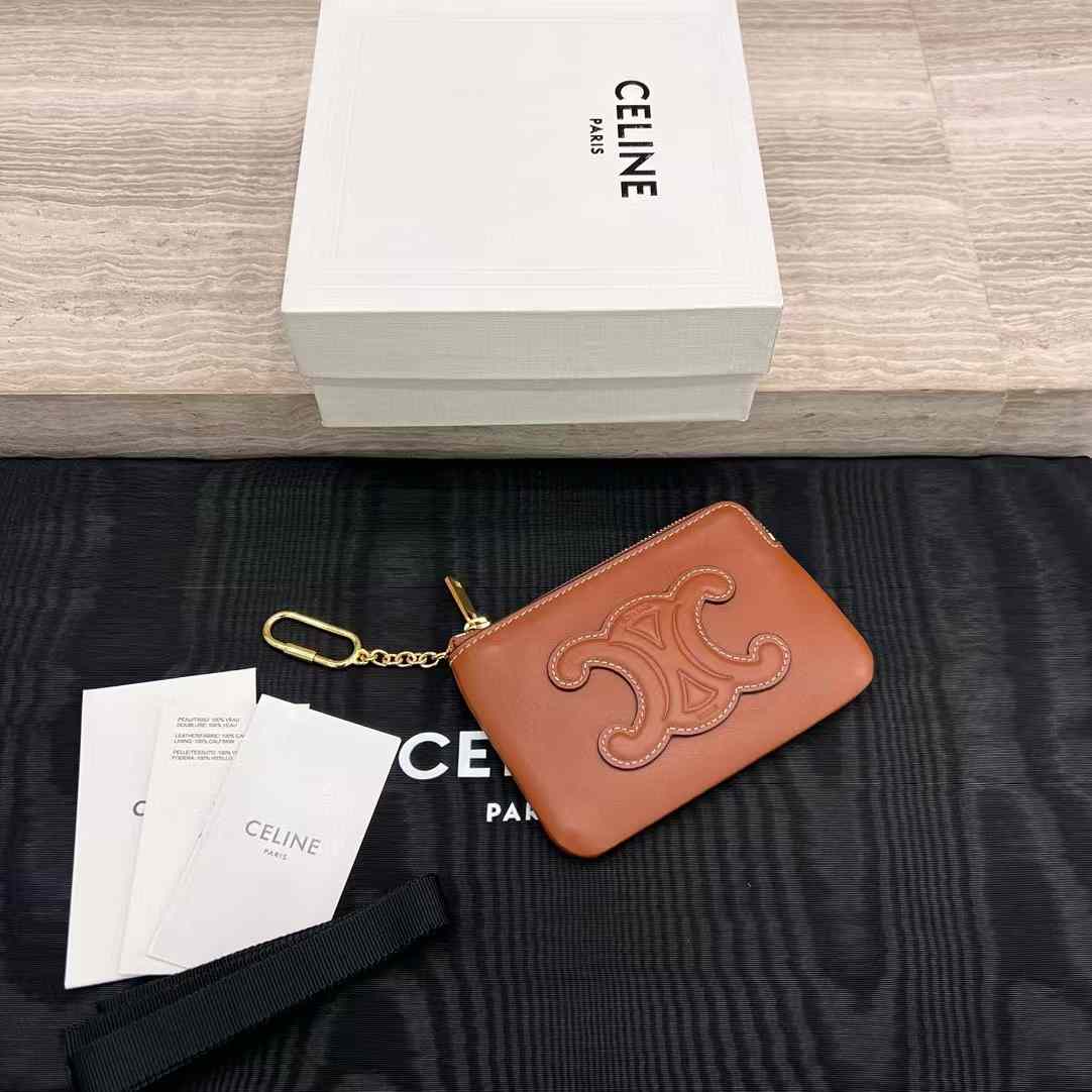 Celine Coin And Card Pouch Cuir Triomphe In Smooth Calfskin view 9