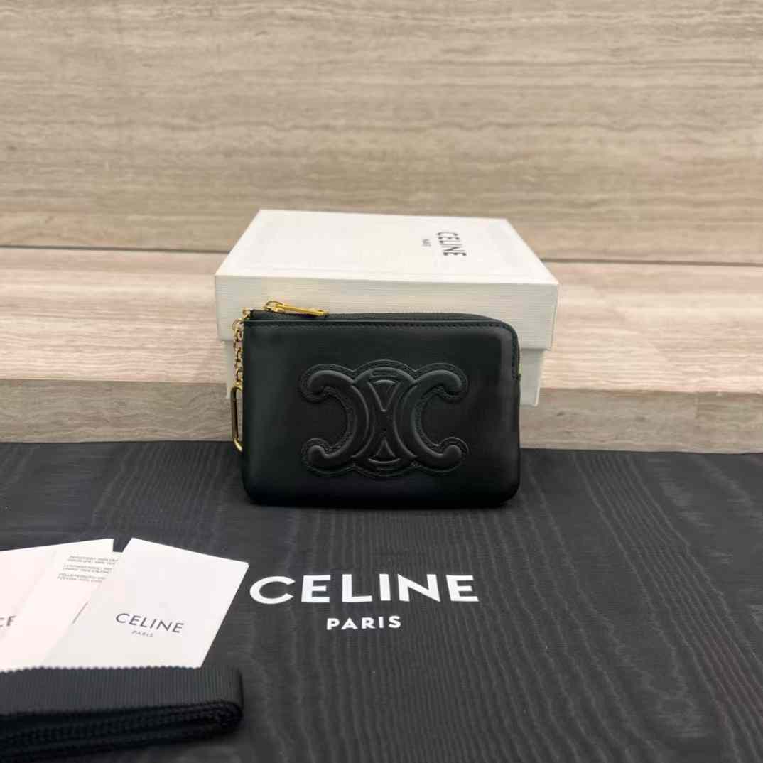 Celine Coin And Card Pouch Cuir Triomphe In Smooth Calfskin view 1