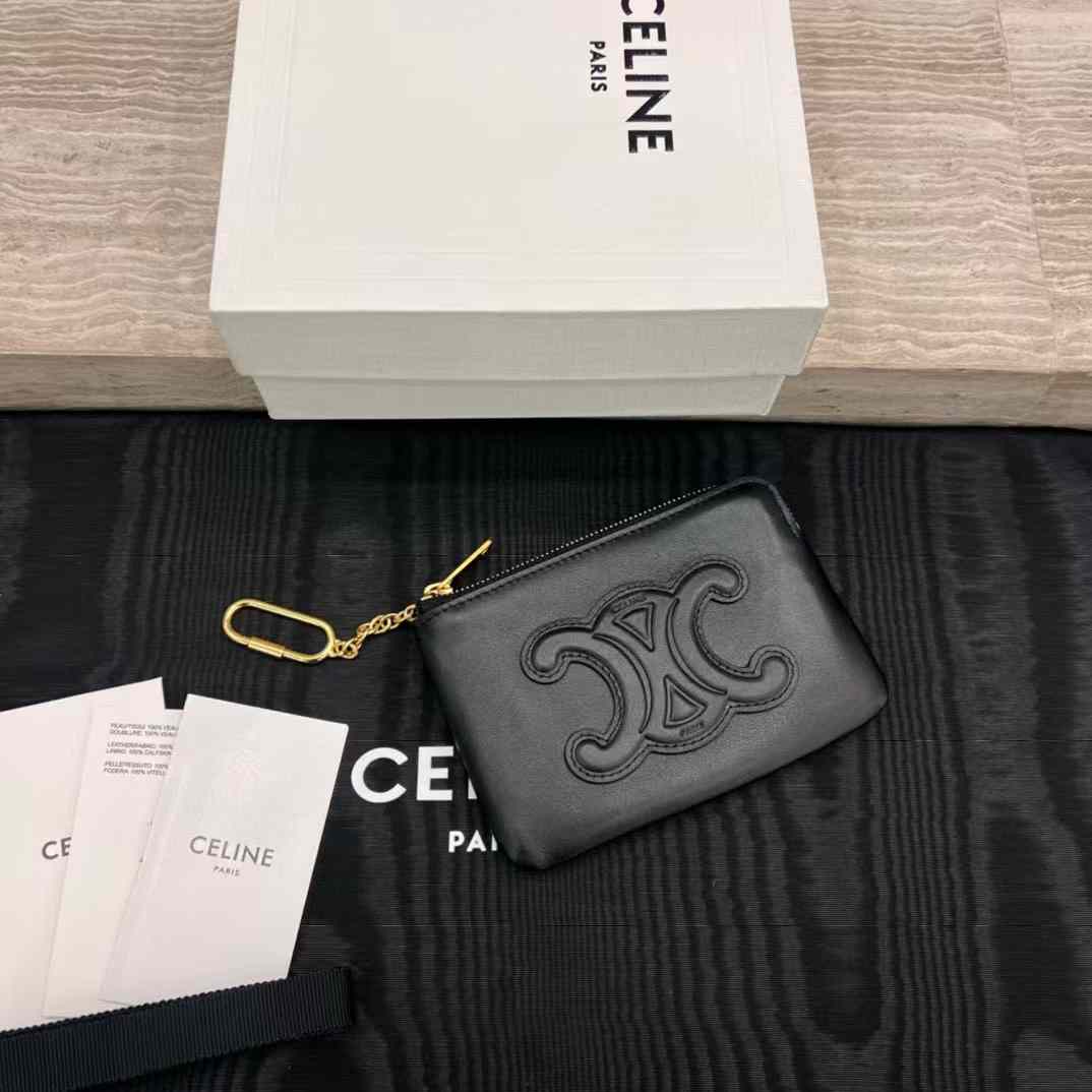 Celine Coin And Card Pouch Cuir Triomphe In Smooth Calfskin view 9