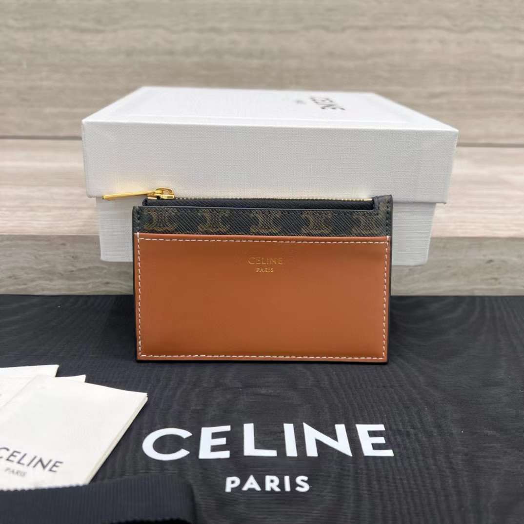 Celine Card holder in Triomphe canvas with Print view 1