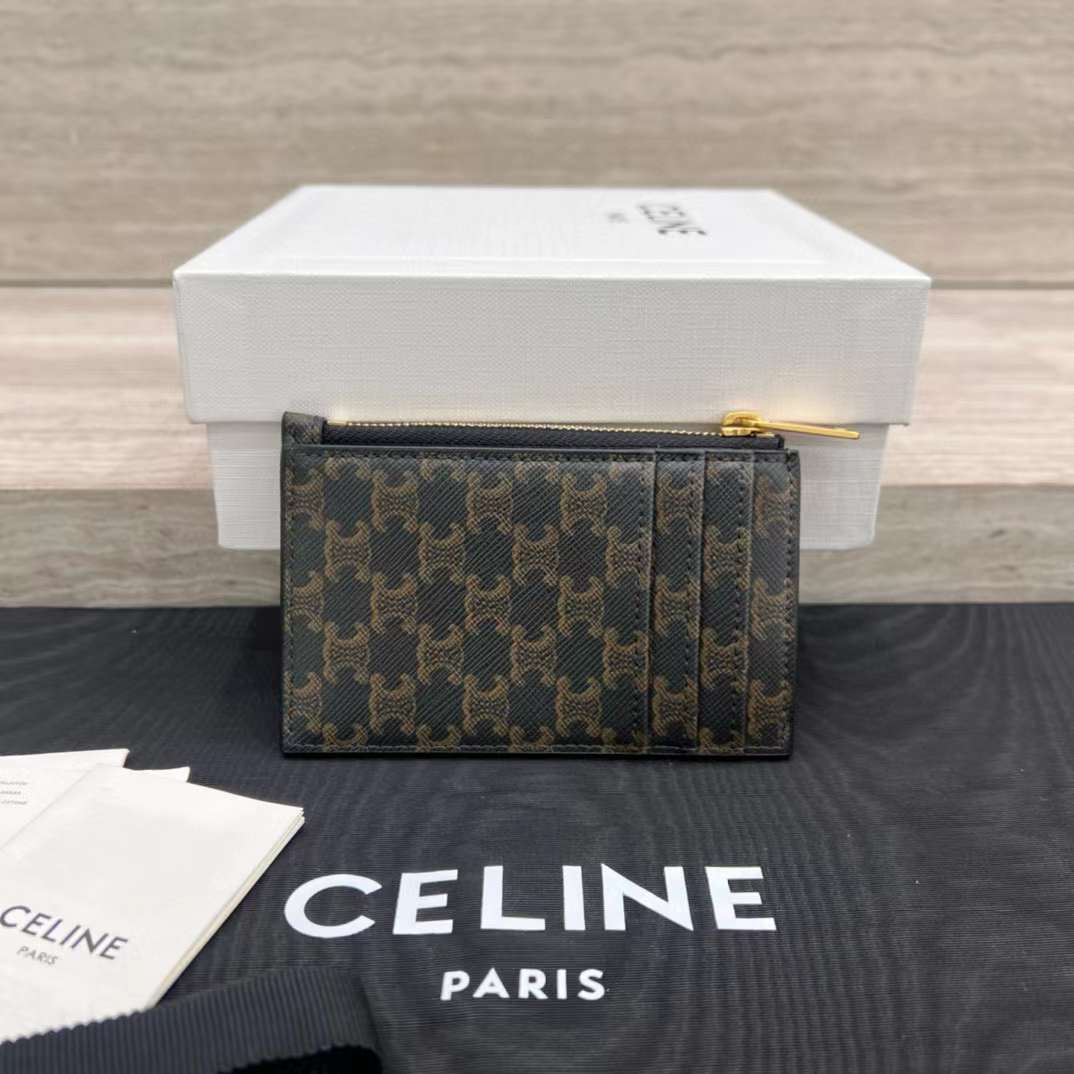 Celine Card holder in Triomphe canvas with Print view 2
