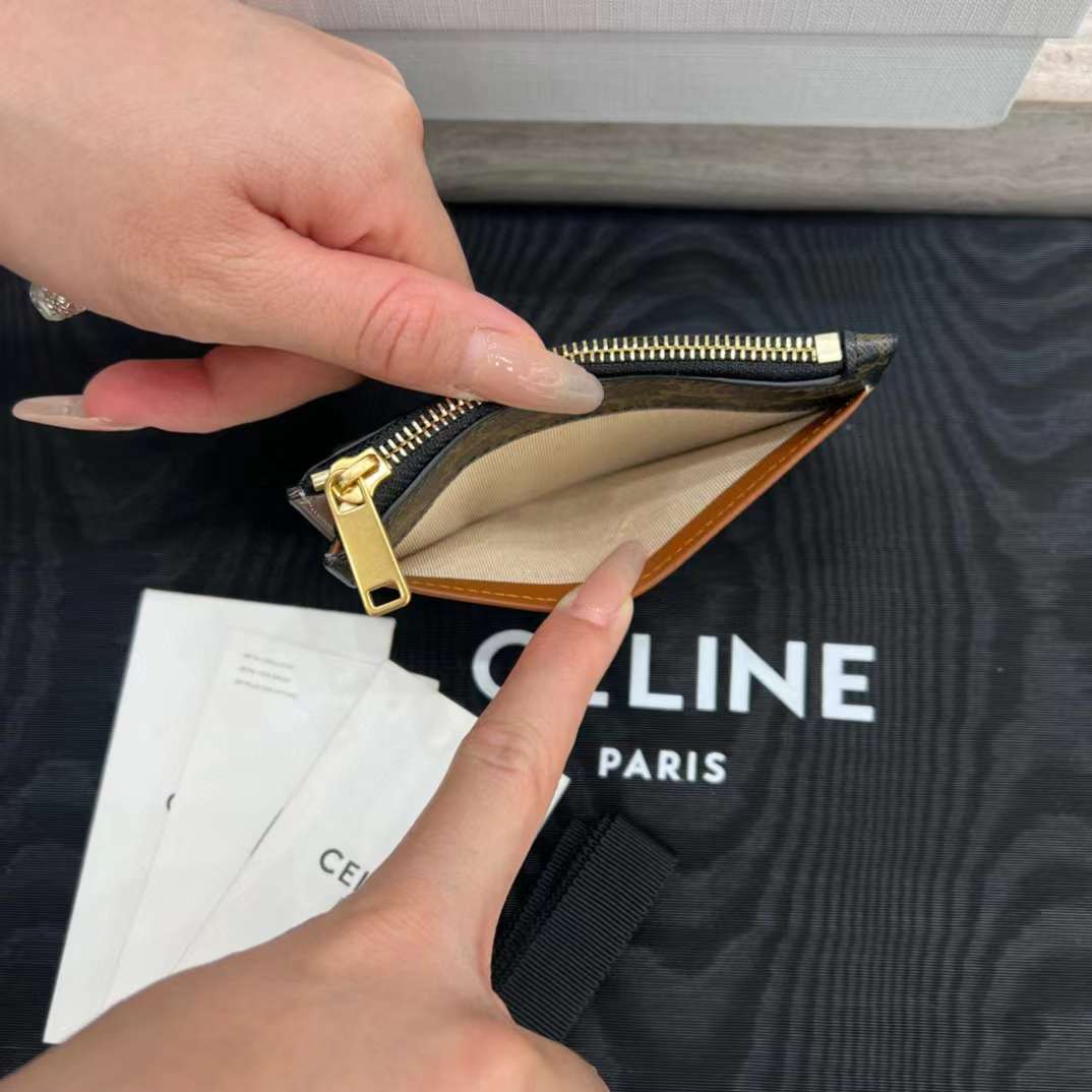 Celine Card holder in Triomphe canvas with Print view 5