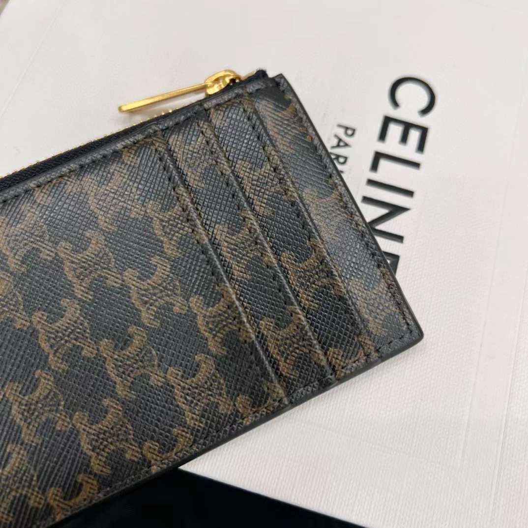 Celine Card holder in Triomphe canvas with Print view 9