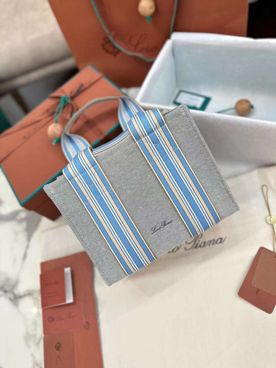 Loro Piana Suitcase Stripe Tote Bag view 2