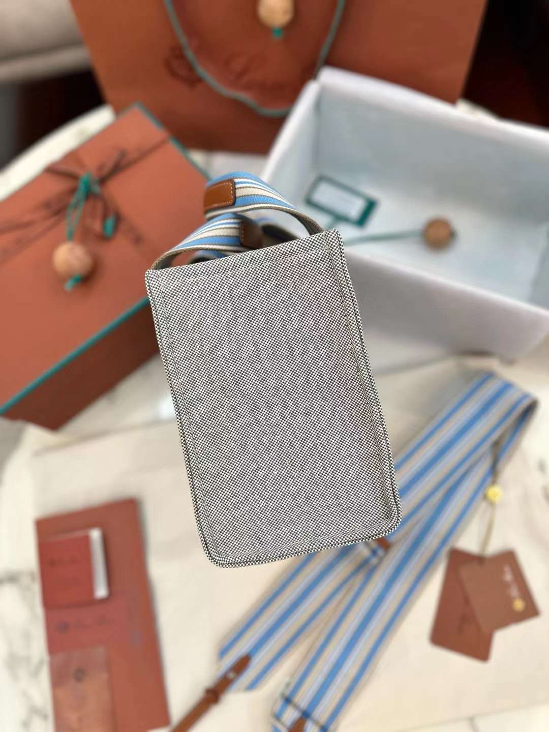 Loro Piana Suitcase Stripe Tote Bag view 4