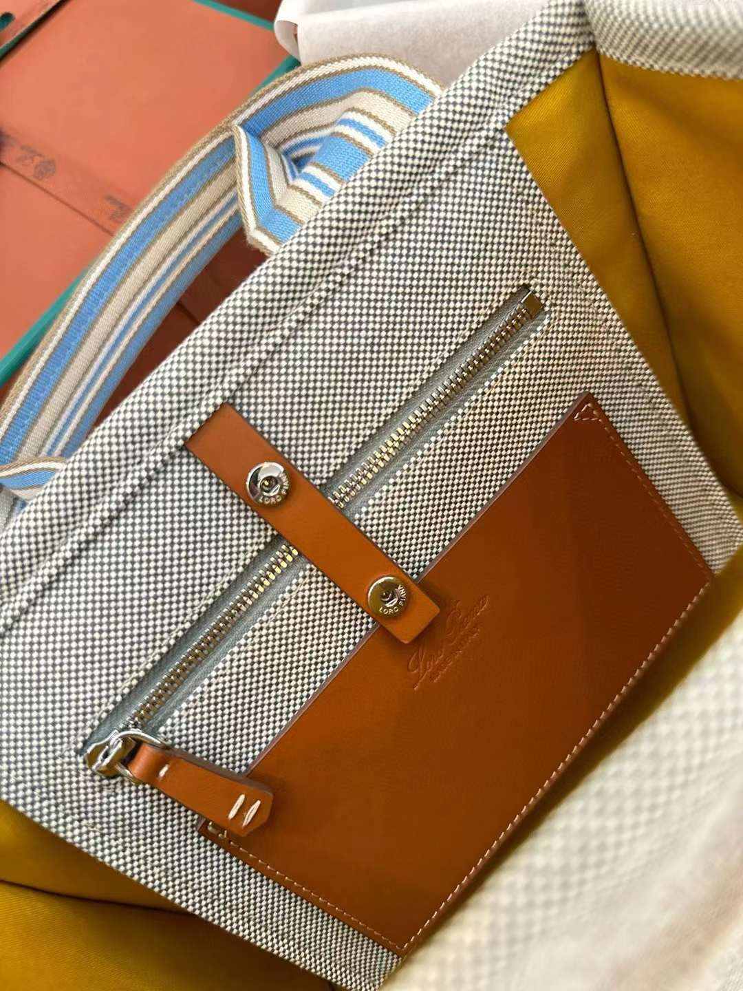 Loro Piana Suitcase Stripe Tote Bag view 6
