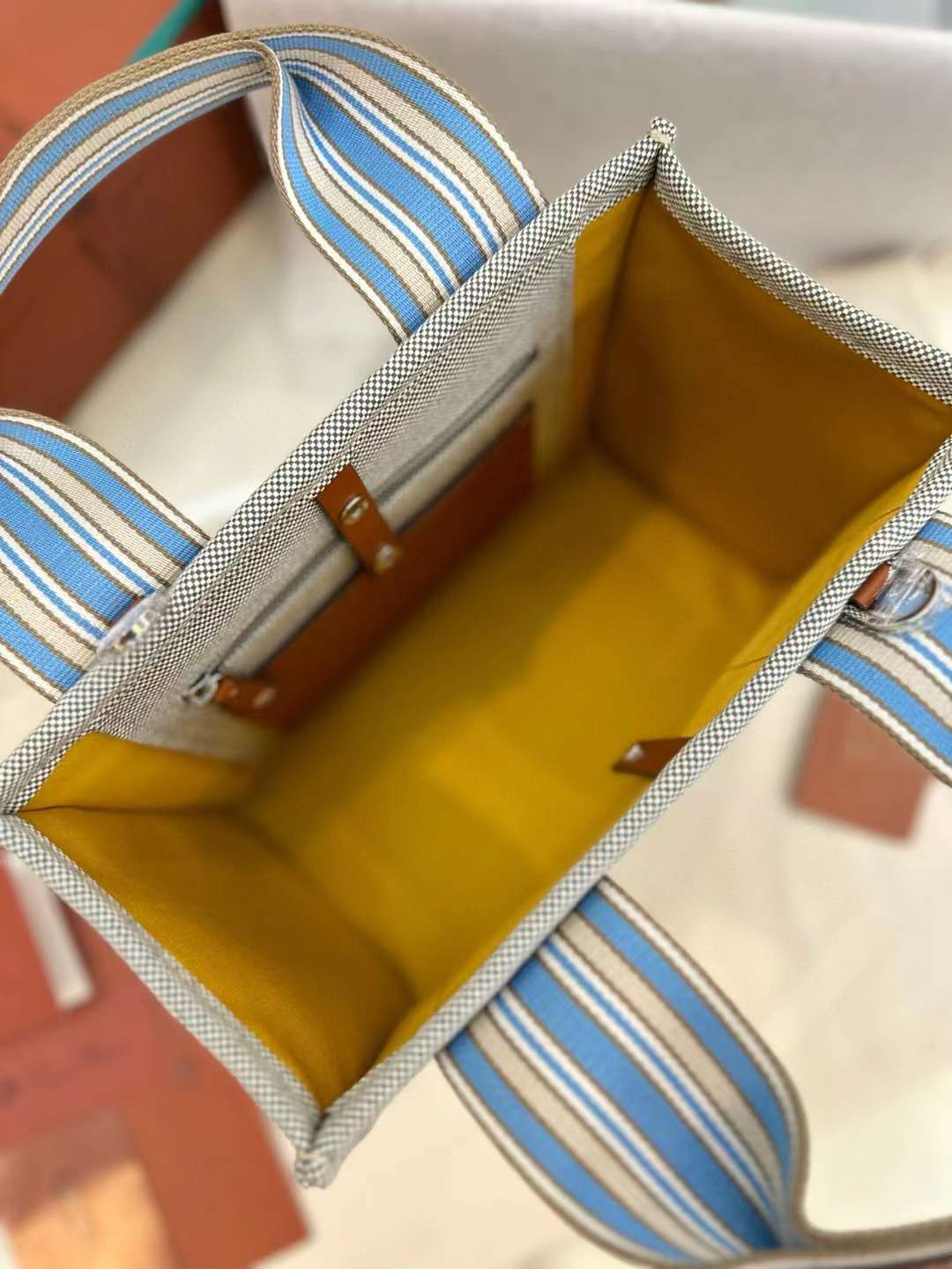 Loro Piana Suitcase Stripe Tote Bag view 7