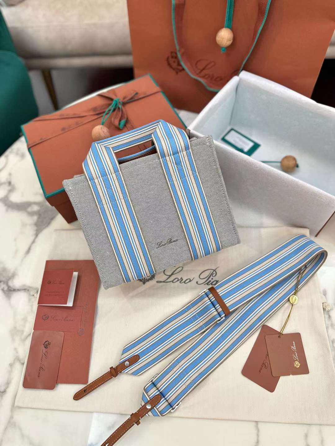 Loro Piana Suitcase Stripe Tote Bag view 8