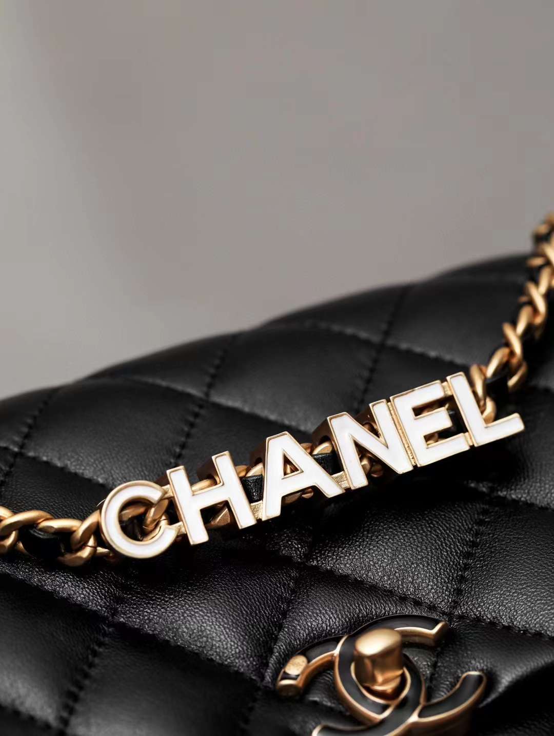 Chanel 24P Enamel letter flap bag view 5