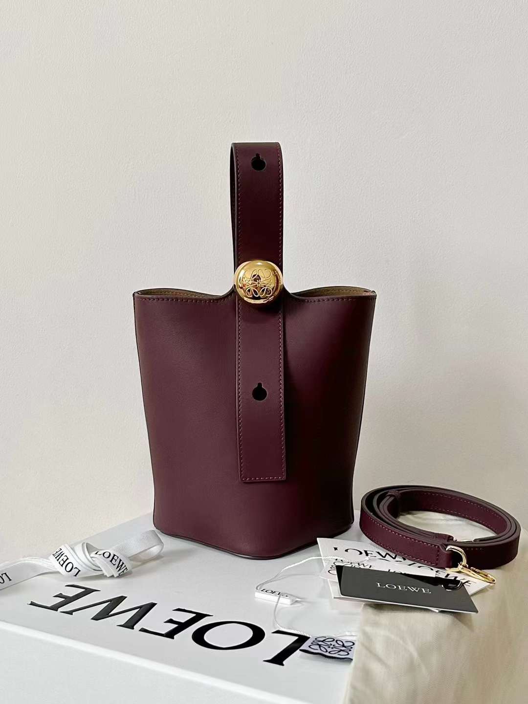 Loewe pebble mini bucket bag view 3