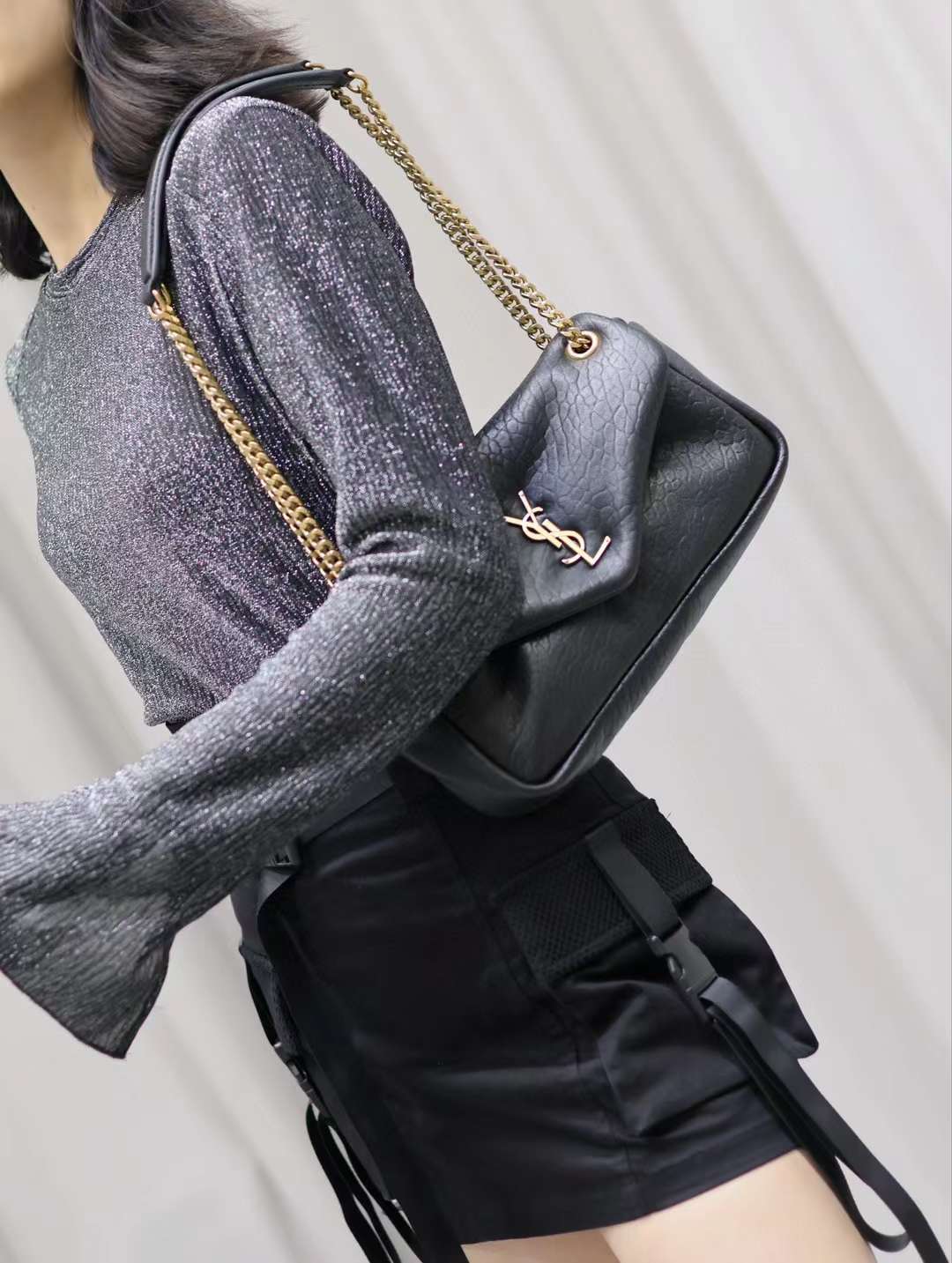 Saint Laurent CALYPSO_ Elephant leather chain bag view 8