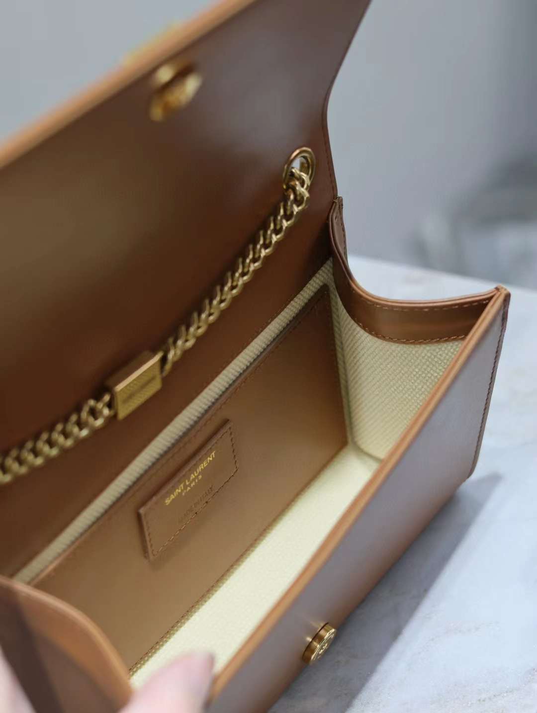Saint Laurent KATE small canvas and plant-tanned leather handbag view 3