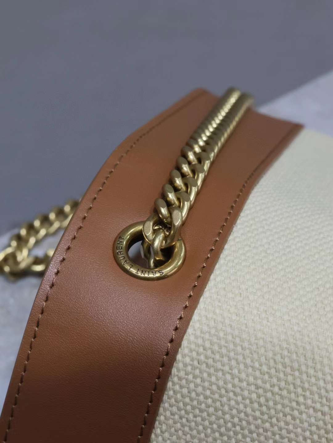 Saint Laurent KATE small canvas and plant-tanned leather handbag view 5