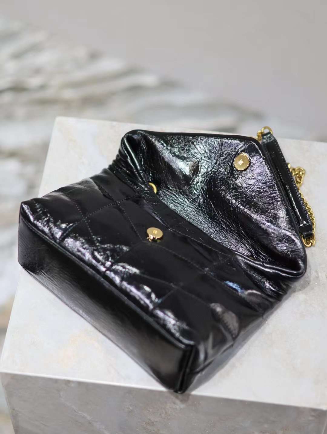 Saint Laurent Loulou Puffer mini Double chain bag view 2