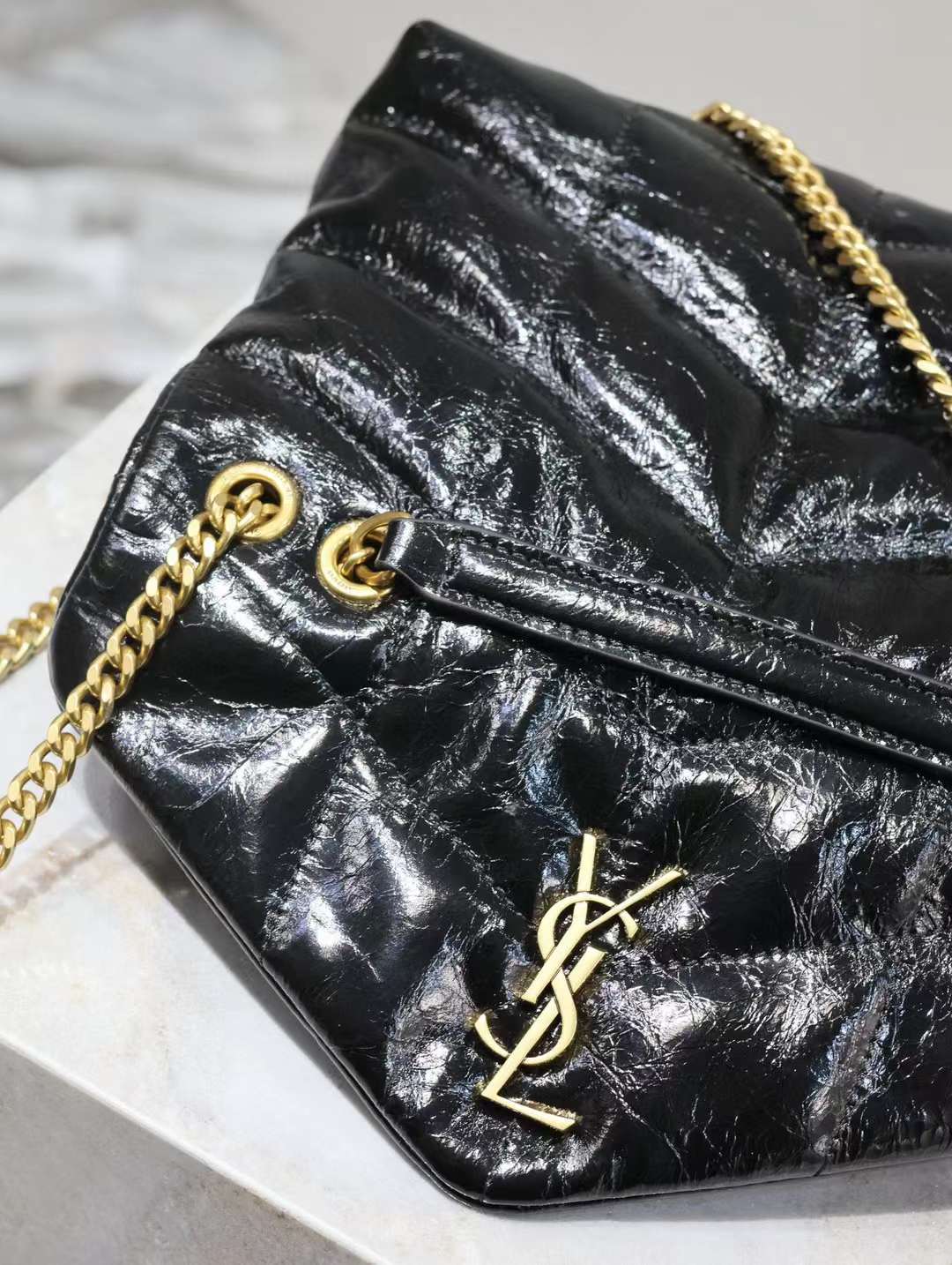 Saint Laurent Loulou Puffer mini Double chain bag view 5